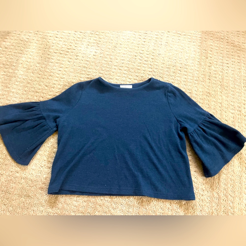 Sugarlops Navy Bell 3/4 Sleeve Knit Top
